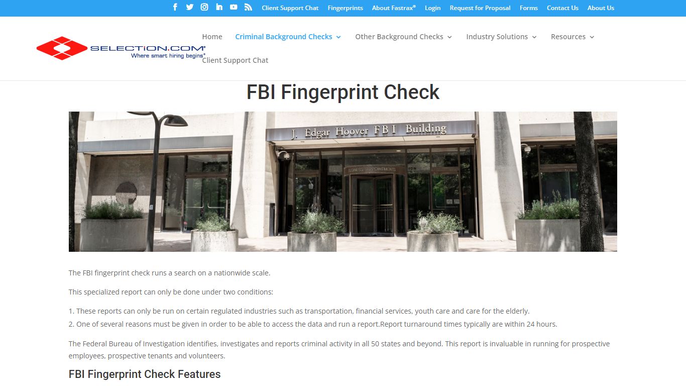 FBI Fingerprint Checks Through SELECTiON.COM®